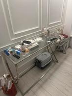 Glazen Tafel + Bijzettafels - Woonkamer, Huis en Inrichting, Tafelonderdelen, Ophalen, Gebruikt, 100 tot 150 cm, 50 tot 100 cm