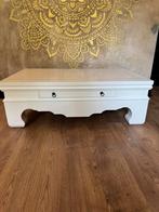 Massief houten witte landelijke salontafel, Ophalen, 100 tot 150 cm, 50 tot 100 cm, Minder dan 50 cm