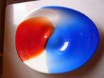 Glas - Fruitschaal, schaal - Rood [oranje] wit, blauw, Ophalen of Verzenden, Zo goed als nieuw