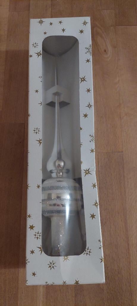 Mooie zilvere kerst piek vintage nog in doos ., Diversen, Kerst, Ophalen of Verzenden, Zo goed als nieuw