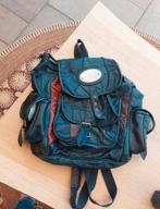 Vintage 70s Lederen Patchwork Rugzak, Overige merken, Gebruikt, 25 tot 40 cm, Ophalen of Verzenden