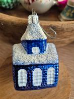#kerst kerstbal huisje /kerkje blauw gesuikerd, Diversen, Kerst, Ophalen of Verzenden