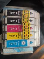 5x Epson T0711–T0714 inkt cartridges – compatibel (Cheetah-s, Ophalen of Verzenden, Nieuw, Cartridge, Epson