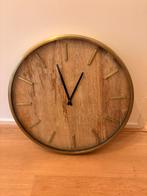Koperkleurige Klok met Houten Binnenkant, Ophalen, Zo goed als nieuw, Analoog, Wandklok