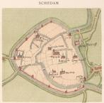 Schiedam Minuutkaartje van de stad door Jacob van Deventer, Antiek en Kunst, Kunst | Etsen en Gravures, Ophalen of Verzenden