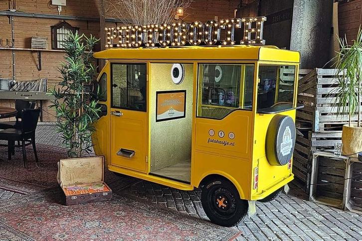 Fotokastje - photobooth caravan tuktuk bus kast met printer, Hobby en Vrije tijd, Feestartikelen | Verhuur, Nieuw, Overige, Ophalen
