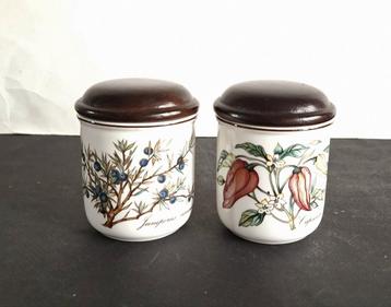 Villeroy&Boch Botanica 2 afsluitbare potjes. Houten deksel. beschikbaar voor biedingen