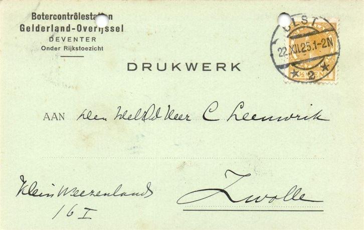 Botercontrolestation Gelderland-Overijssel, Deventer - 12.19, Postzegels en Munten, Brieven en Enveloppen | Nederland, Envelop