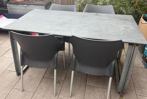 Granieten tuinset met verlengstuk, Huis en Inrichting, Tafels | Eettafels, Gebruikt, 100 tot 150 cm, 150 tot 200 cm, Vier personen