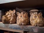 3 Leeuwenkop Sierbeeldjes - Zo goed als nieuw!, Tuin en Terras, Ophalen, Zo goed als nieuw, Overige materialen, Dierenbeeld
