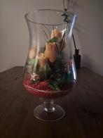 Ronde vaas met decoratie, Overige kleuren, Ophalen of Verzenden, Minder dan 50 cm, Glas