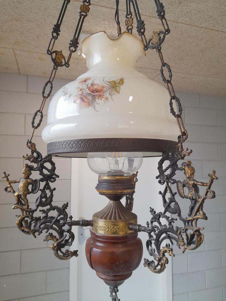 Antieke hanglamp met bloemmotief, Antiek en Kunst, Antiek | Lampen, Ophalen