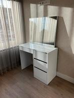 Leuke witte kaptafel met spiegel, Huis en Inrichting, Ophalen, Kunststof, 50 tot 100 cm, Zo goed als nieuw