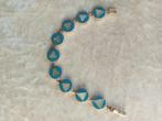 Mooie Handgemaakte Zilveren Armband met Turkois en Paarlmoer, Verzenden, Zilver, Armband, Met edelsteen