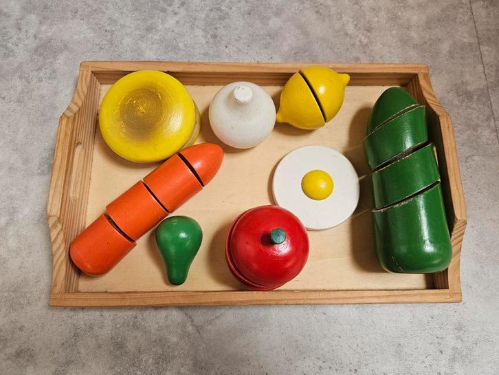 Houten Speelgoed Groente Set, snijden, speelkeuken, koken, Kinderen en Baby's, Speelgoed | Houten speelgoed, Gebruikt, Meubelstuk of Keukentje