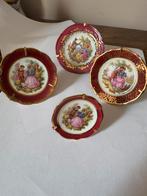 Prachtige set van 4 Limoges wandbordjes – handbeschilderd, Ophalen of Verzenden