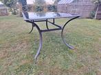 Tafel tuintafel met glasplaat, Ophalen, Gebruikt, Rechthoekig, Aluminium