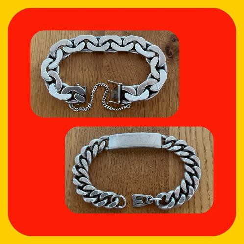 151. Heren armband Massief Zilver 150 gr / 80 gr twee stuks., Sieraden, Tassen en Uiterlijk, Armbanden, Zilver, Zilver, Ophalen of Verzenden