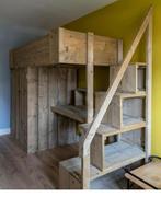 Mooie Stijgerhouten Hoogslaper met Bureau & Kast, Huis en Inrichting, Ophalen, Eenpersoons, Zo goed als nieuw, 200 cm