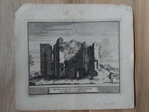12 / Huis te Brederode bij Haarlem - Originele gravure 1736, Antiek en Kunst, Kunst | Etsen en Gravures, Ophalen of Verzenden