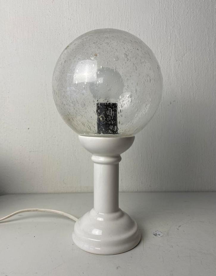 Mushroom tafellamp met glazen bolletje , jaren 60, Huis en Inrichting, Lampen | Tafellampen, Gebruikt, Minder dan 50 cm, Glas
