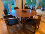 Elegante ronde Schuitema Art Deco eettafel met 6 stoelen, Huis en Inrichting, Ophalen, Gebruikt, 100 tot 150 cm, Rond