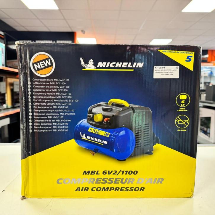 Michelin MBL 6V2/1100 Draagbare Compressor | Nieuw in doos, Doe-het-zelf en Verbouw, Compressors, Nieuw