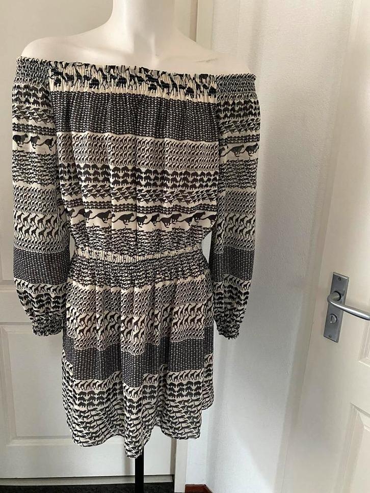 Dierenprint jurk Mango maat L, Kleding | Dames, Jurken, Zo goed als nieuw, Maat 42/44 (L), Beige, Boven de knie, Ophalen of Verzenden