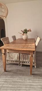 4 Riviera Maison eetkamerstoelen met kussentje, Huis en Inrichting, Stoelen, Ophalen, Wit, Vier, Riet of Rotan