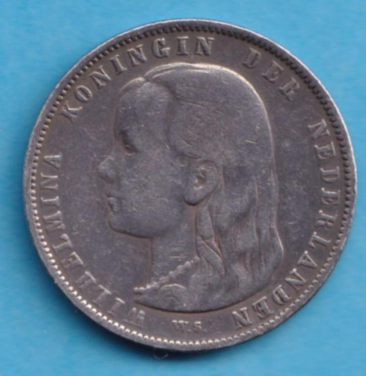 (KC81) Nederland 1 gulden 1892, Postzegels en Munten, Munten | Nederland, Losse munt, 1 gulden, Koningin Wilhelmina, Zilver, Verzenden