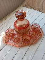 roze Glazen likeur setje puntgaaf, Antiek en Kunst, Antiek | Glas en Kristal, Ophalen