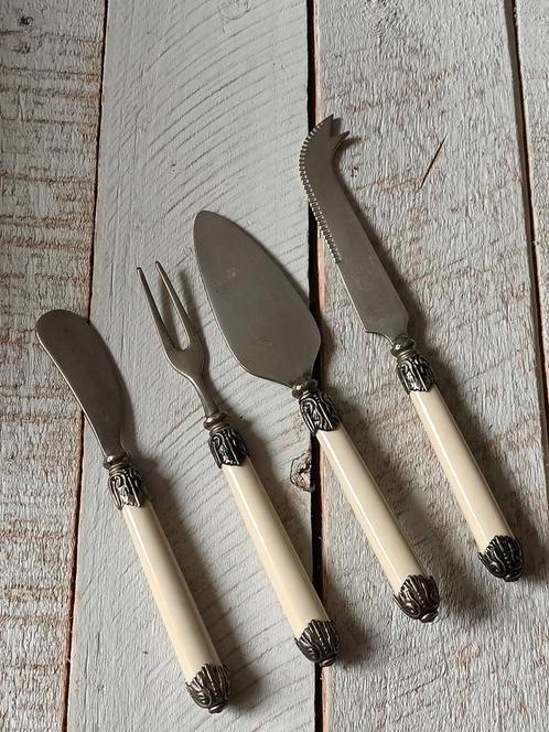 Oud Engels kaasmes set - 4 Delig, Antiek en Kunst, Antiek | Bestek, Ophalen of Verzenden