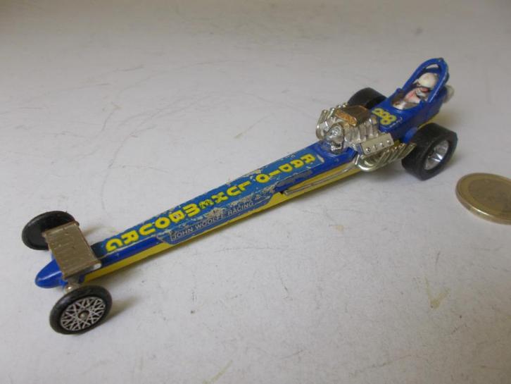 1974 Corgi Toys 170 QUARTERMASTER DRAGSTER (Blue) John Woolf, Hobby en Vrije tijd, Modelauto's | 1:43, Gebruikt, Auto, Corgi, Ophalen of Verzenden