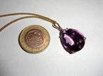 Ketting Amethist Verguld Gefacetteerd paars Edelsteen, Sieraden, Tassen en Uiterlijk, Edelstenen, Verzenden, Zo goed als nieuw