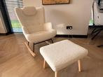 Schommelstoel teddy met voetenbank beige, Huis en Inrichting, Fauteuils, Ophalen, Teddy, Nieuw, 75 tot 100 cm