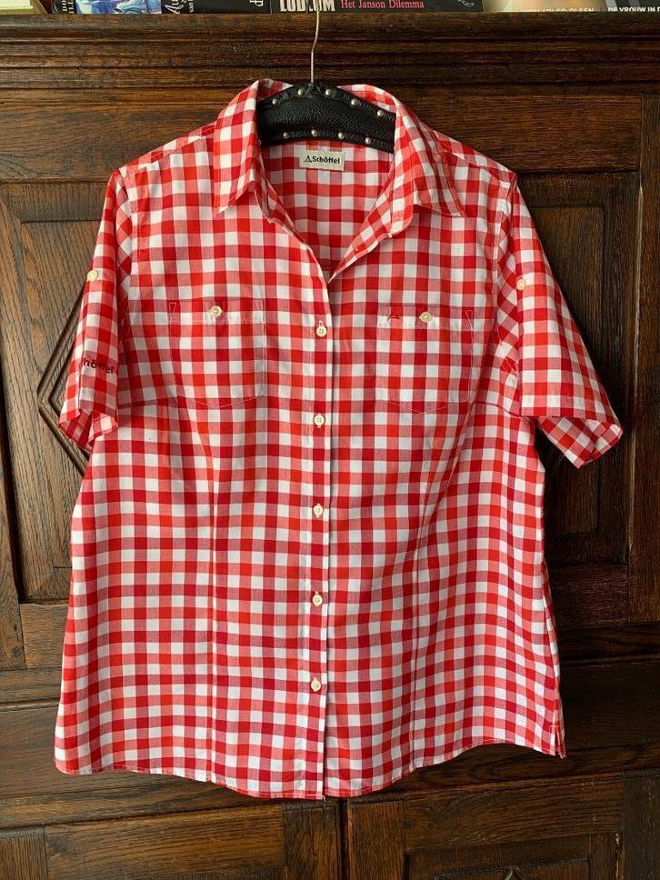 Rood-wit geruit bloesje; oto 61 cm; Schoeffel, Schoffel, Kleding | Dames, Grote Maten, Zo goed als nieuw, Blouse of Tuniek, Rood