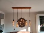 Industriële hanglamp eethoek en wandklok, Huis en Inrichting, Lampen | Hanglampen, Gebruikt, Glas, Ophalen of Verzenden, 75 cm of meer