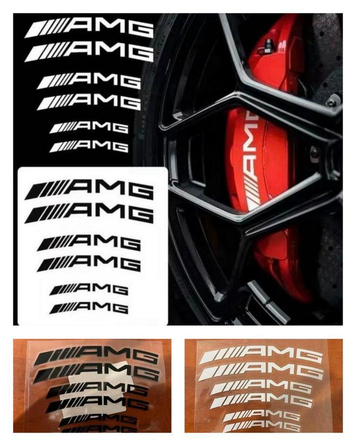 AMG remklauwen sticker AMG stickers set compleet zwart / wit, Auto diversen, Tuning en Styling, Ophalen of Verzenden