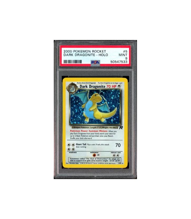 Pokemon Dark Dragonite Holo Team Rocket #5 PSA 9, Hobby en Vrije tijd, Verzamelkaartspellen | Pokémon, Zo goed als nieuw, Losse kaart