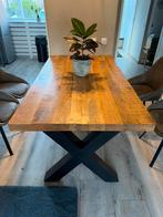 Mango houten eettafel met kruispoot, Huis en Inrichting, Tafels | Eettafels, Ophalen, Zo goed als nieuw, Rond, 100 tot 150 cm