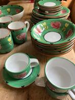 handbeschilderd Servies met varkens  Habitat  jaren 80., Ophalen, Keramiek, Zo goed als nieuw, Overige stijlen