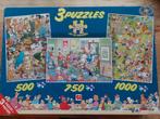 Jan van Haasteren 3 in 1, Ophalen of Verzenden, 500 t/m 1500 stukjes, Gebruikt, Legpuzzel