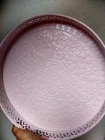Roze Metaal Plateau Dienblad voor decoratie, Huis en Inrichting, Woonaccessoires | Dienbladen, Ophalen, Gebruikt, Ovaal, Metaal
