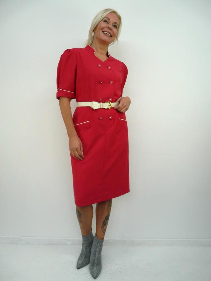 *Abfab Vintage Rood/Roze Jurk 42*, Kleding | Dames, Jurken, Zo goed als nieuw, Maat 42/44 (L), Rood, Knielengte, Ophalen of Verzenden