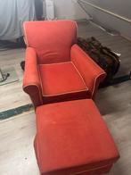 Mooie fauteuil en voetenbankje, Ophalen, Gebruikt, Eenpersoons, 75 tot 100 cm