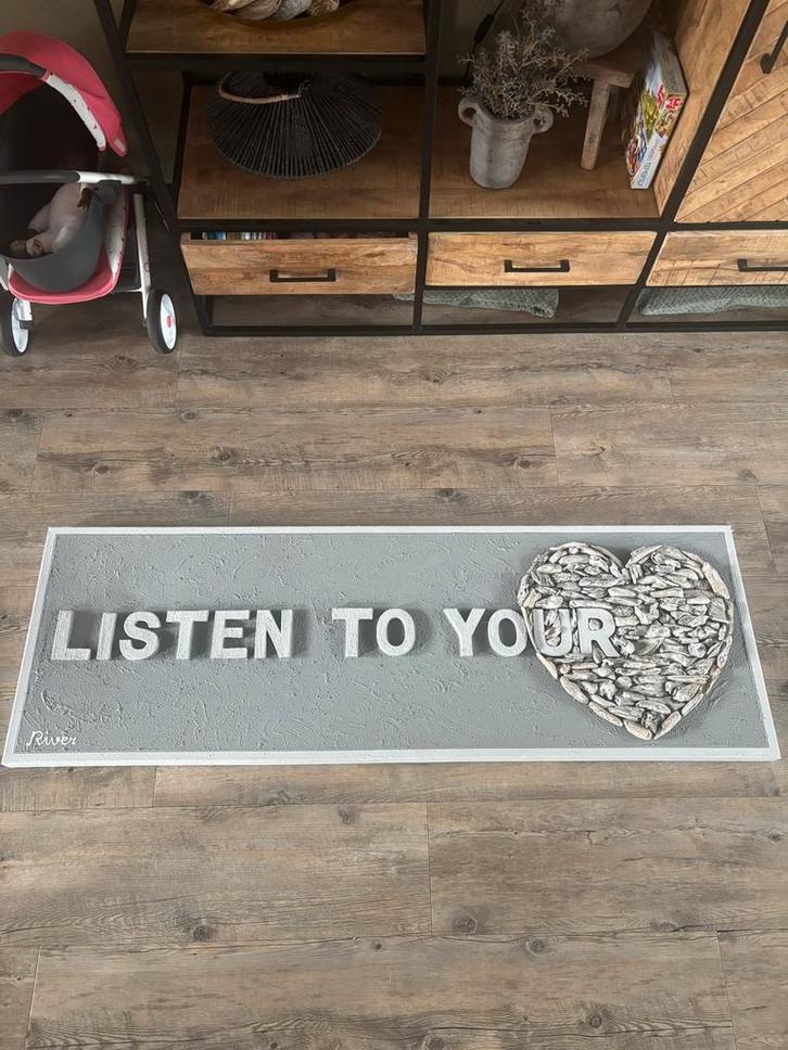 River Schilderij 'Listen to your heart' 150x50, Huis en Inrichting, Woonaccessoires | Schilderijen, Tekeningen en Foto's, Nieuw