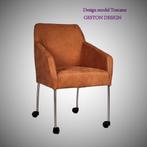 leren design eetkamerstoelen  m/z wieltjes, Huis en Inrichting, Stoelen, Ophalen of Verzenden, Nieuw, Metaal, Vijf, Zes of meer stoelen