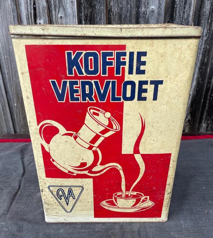 groot koffieblik van Vervloet koffie uit Antwerpen., Verzamelen, Blikken, Zo goed als nieuw, Koffie, Ophalen of Verzenden