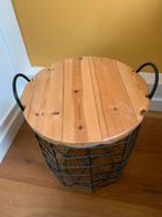 Tafeltje - nachtkastje - mand. In goede staat, Huis en Inrichting, Minder dan 55 cm, Metaal of Aluminium, Rond, Zo goed als nieuw