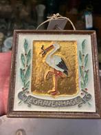 Porcelyne fles  tegel Den Haag Ooievaar (geplakt), Ophalen of Verzenden